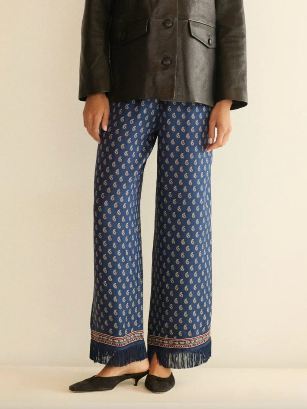 DOEN LAVON FRINGE PANT IN BLEU TAORMINA PAISLEY